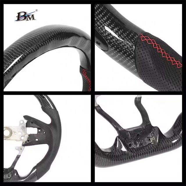 For Honda CIVIC 10 Generation FK8 USA Generation Carbon Fiber Black Leather Led Light Custom Steering Wheels 2017 2018 2019 2020