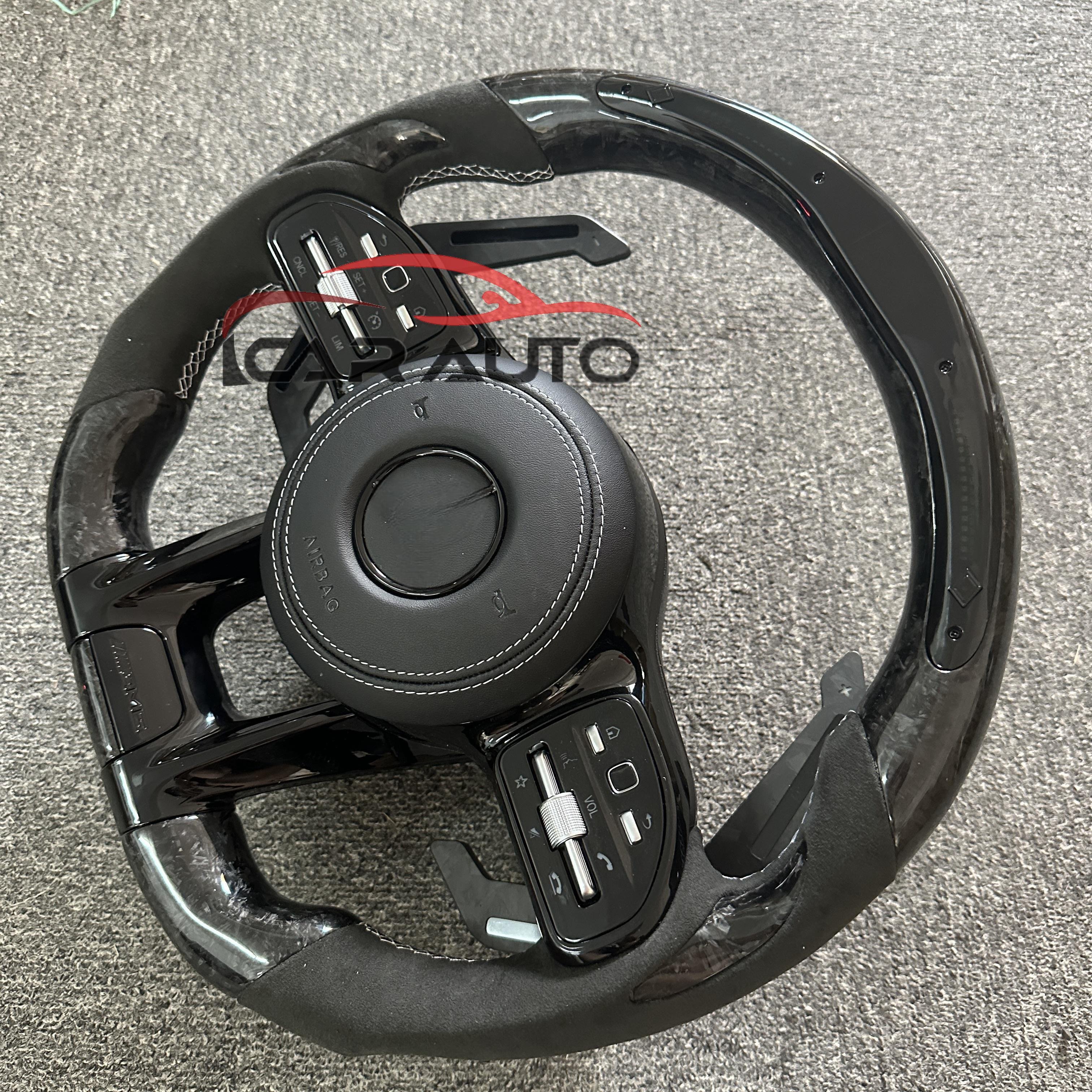 Car Steering Wheel for Mercedes-Benz W177 W213 W204 W205 W211 C257 Carbon Fiber Sports LED Paddles LED Steering Wheel