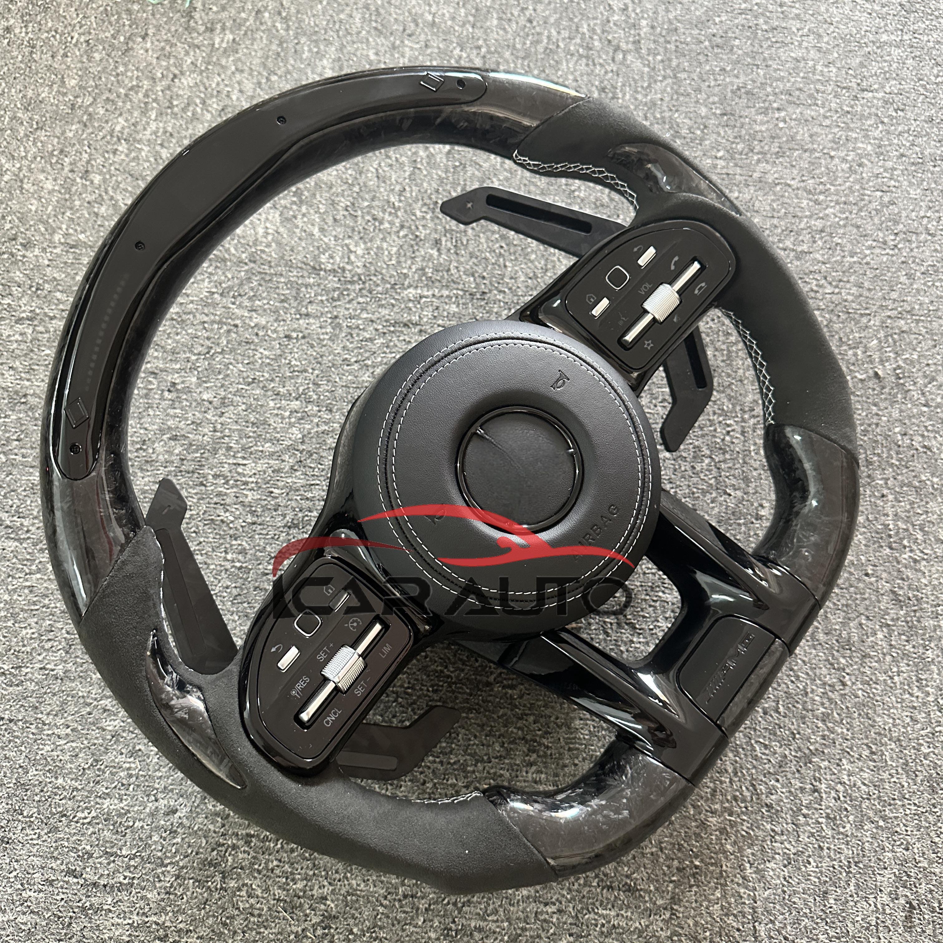 Car Steering Wheel for Mercedes-Benz W177 W213 W204 W205 W211 C257 Carbon Fiber Sports LED Paddles LED Steering Wheel