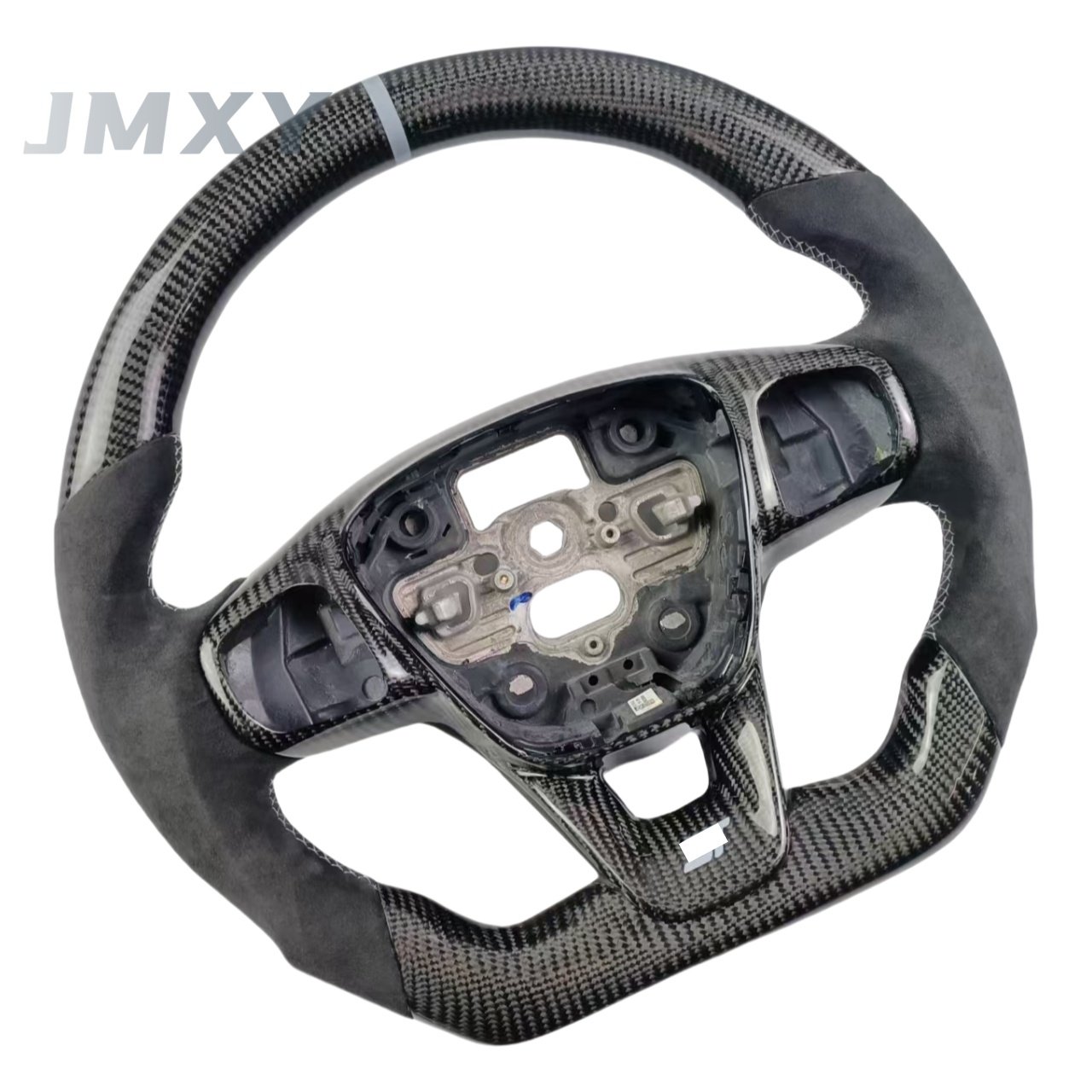 Custom Sports-Style Carbon Fiber Steering Wheel Black AlcantaraInterior Accessories For Ford Mustang Focus MK4 MK8 Cars