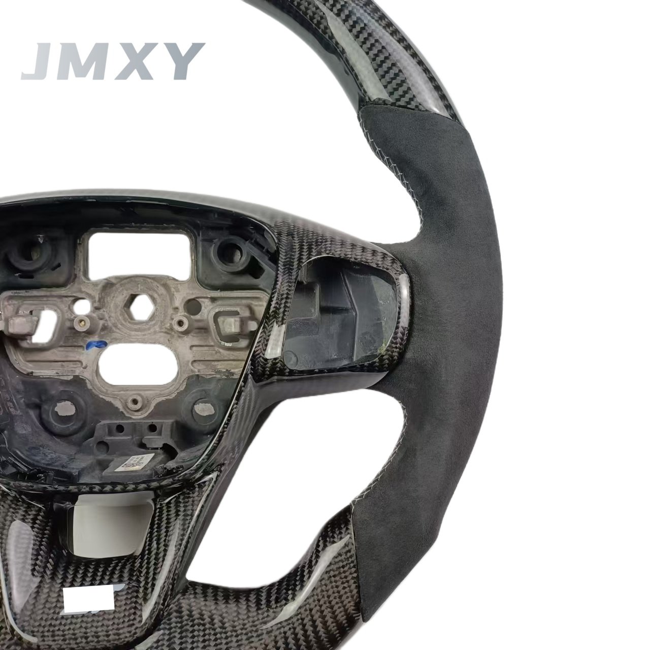 Custom Sports-Style Carbon Fiber Steering Wheel Black AlcantaraInterior Accessories For Ford Mustang Focus MK4 MK8 Cars