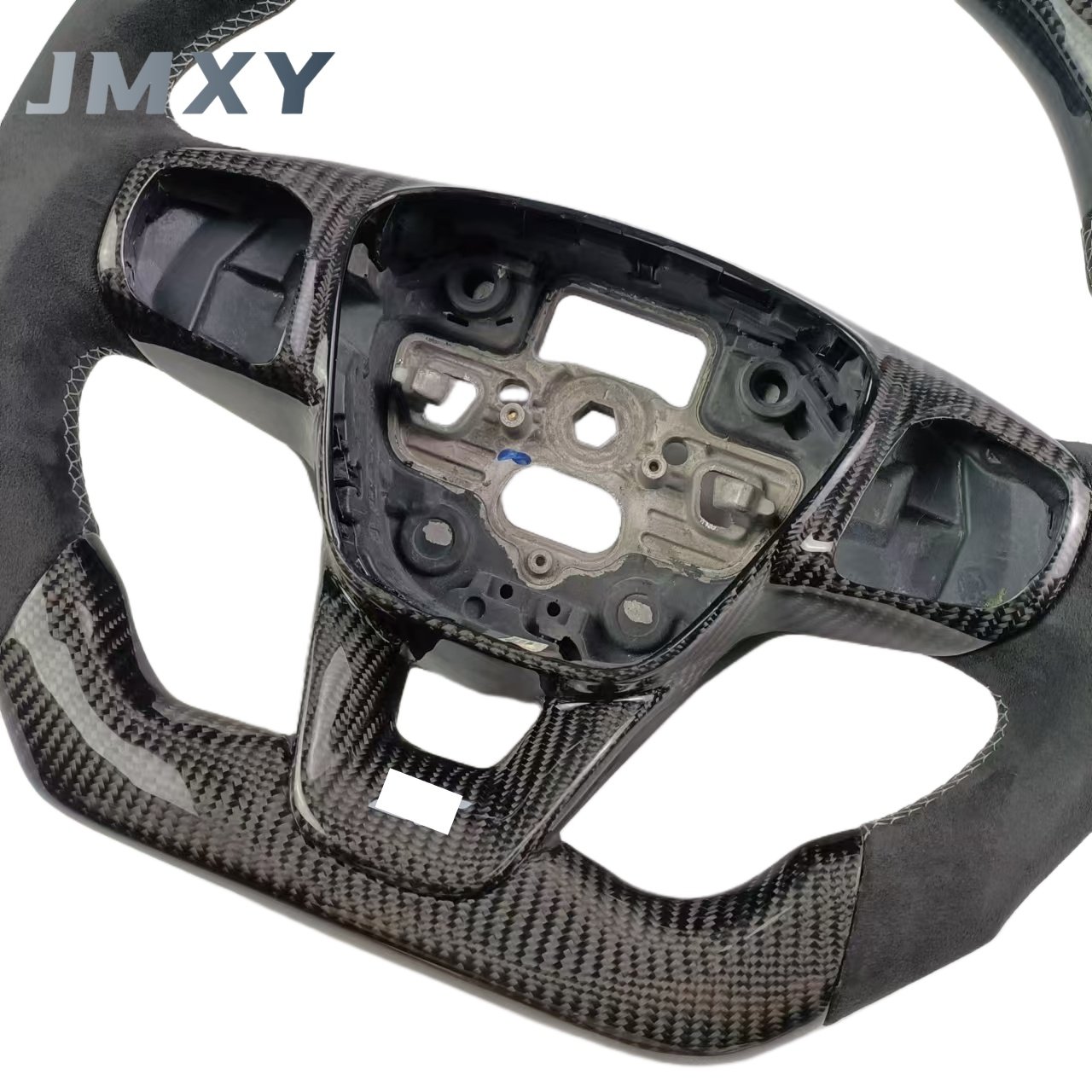 Custom Sports-Style Carbon Fiber Steering Wheel Black AlcantaraInterior Accessories For Ford Mustang Focus MK4 MK8 Cars
