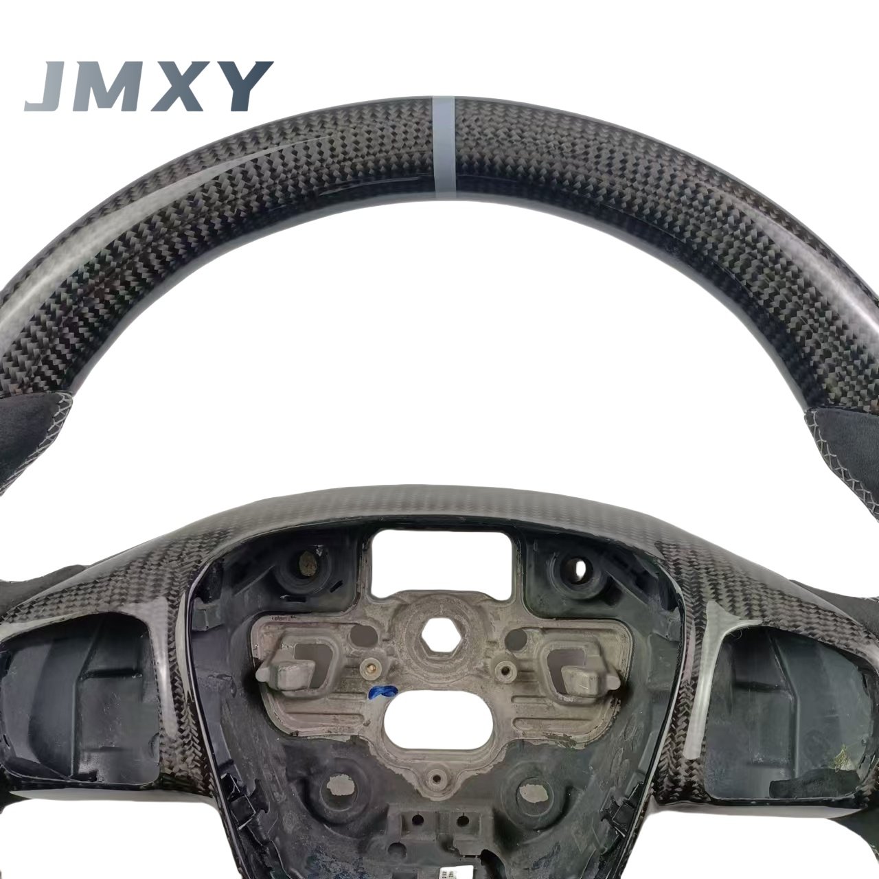 Custom Sports-Style Carbon Fiber Steering Wheel Black AlcantaraInterior Accessories For Ford Mustang Focus MK4 MK8 Cars