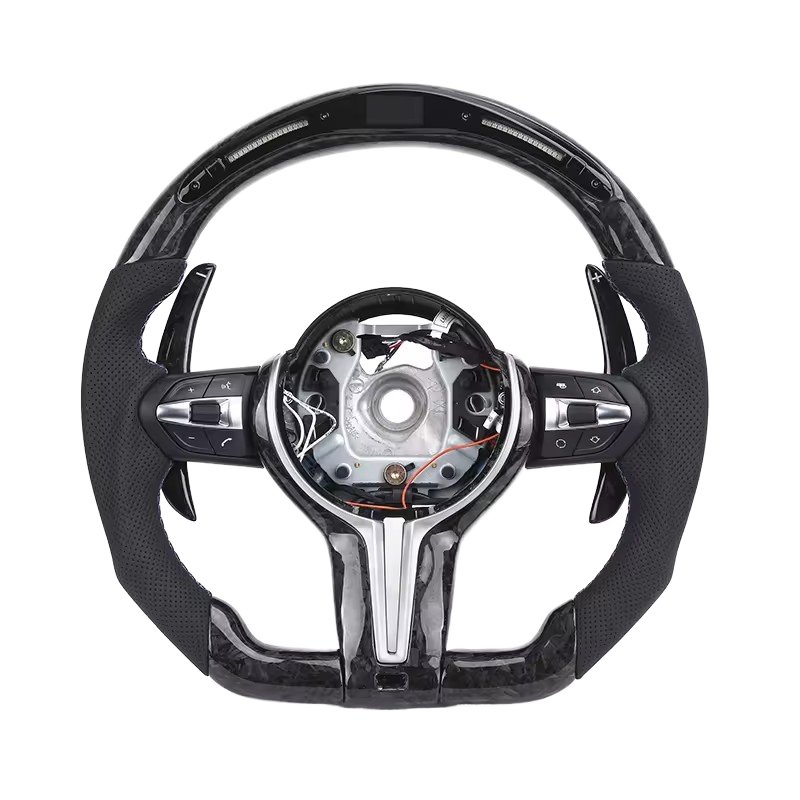 With LED M Sport Volant Forged Carbon Shift Paddle Steering Wheel for BMW 3 Series E90 E92 E81 E82 E87 E88 X1 E84 X5 E70 X6 E71