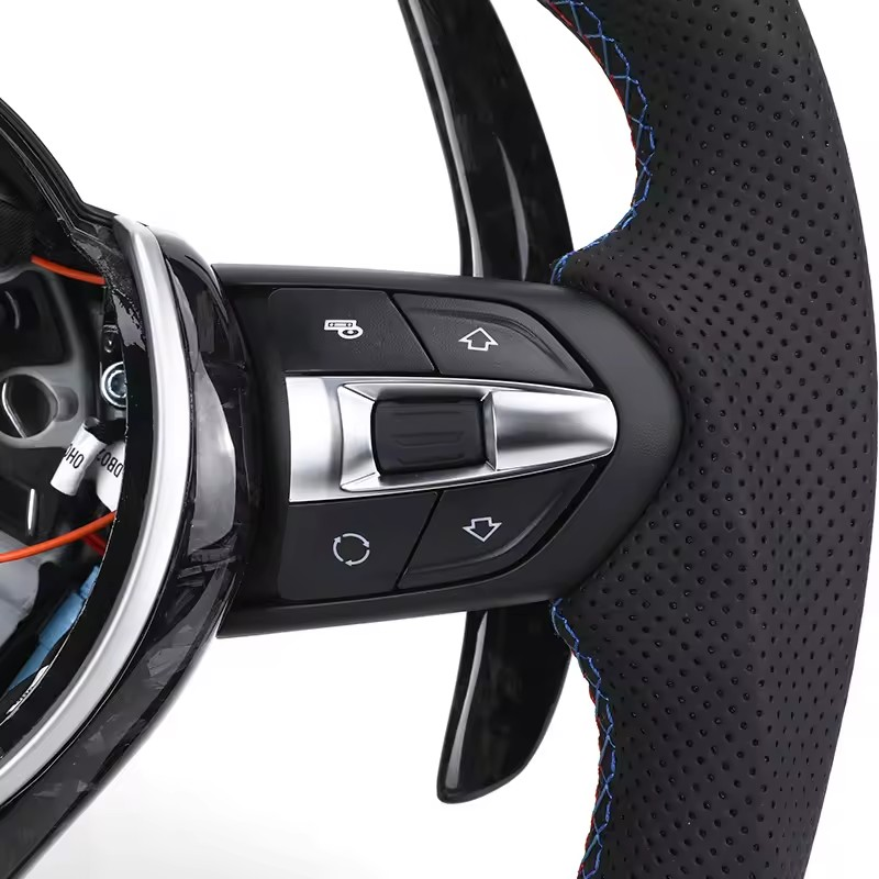 With LED M Sport Volant Forged Carbon Shift Paddle Steering Wheel for BMW 3 Series E90 E92 E81 E82 E87 E88 X1 E84 X5 E70 X6 E71