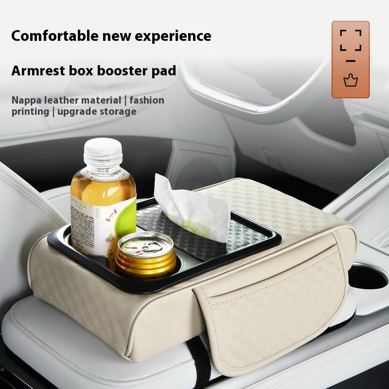New Car Integrated Armrest Box with Tissue and Water Cup Storage Booster Pad and Armrest Pad