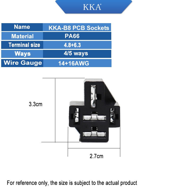 PCB Relay Socket for 80A Automotive Relay , for KKA-B8 Automotive Relay, Without Wires. with Connectors