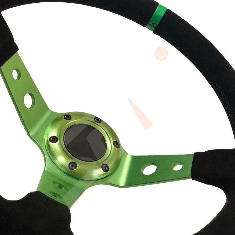 SEAHI Factory sale Universal Green suede 350mm Genuine Racing Steering Wheel