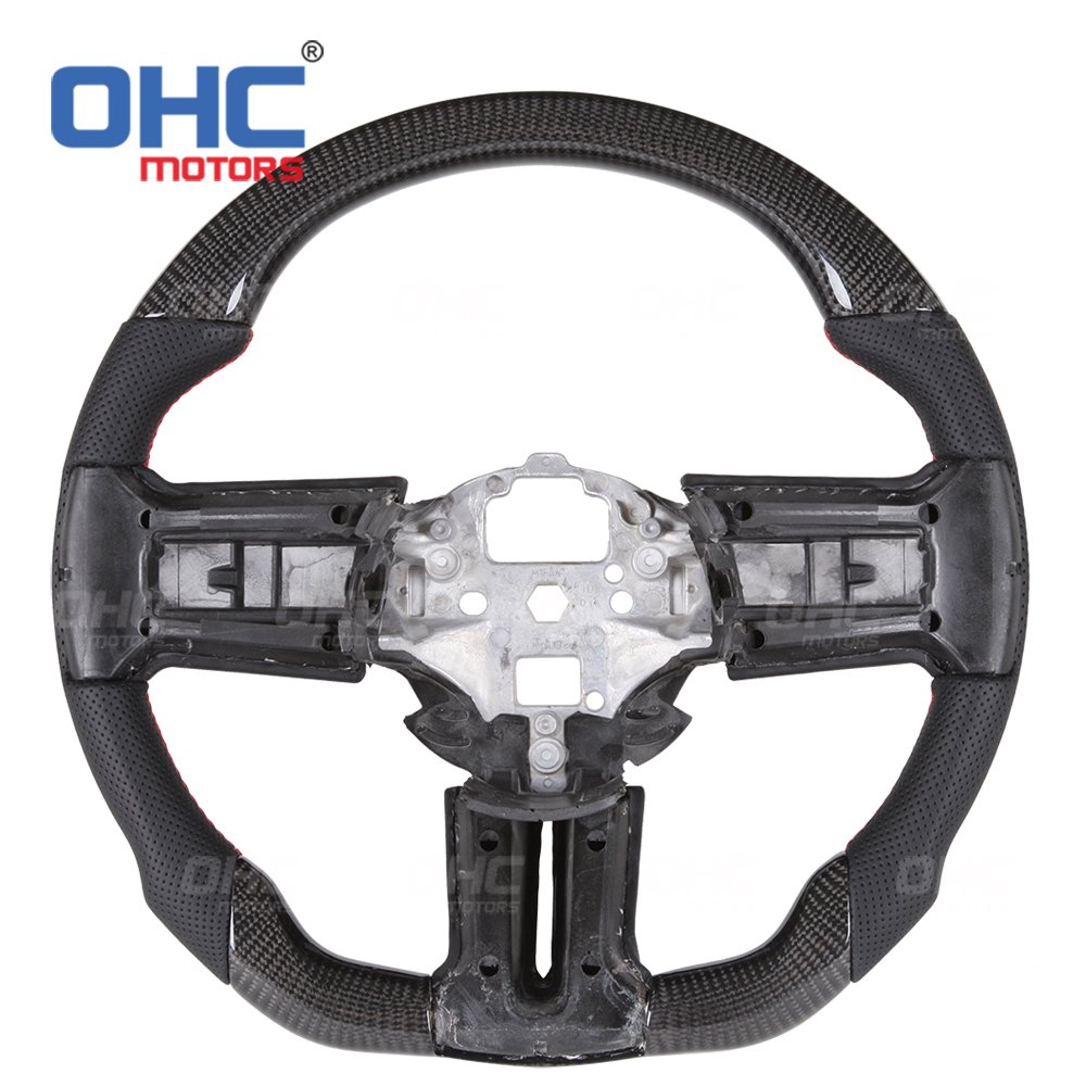 Wholesale Factory provided Custom Car Real Carbon Fiber LED Racing Steering Wheel for Ford Mustang 2010 2011 2012 2013 2014