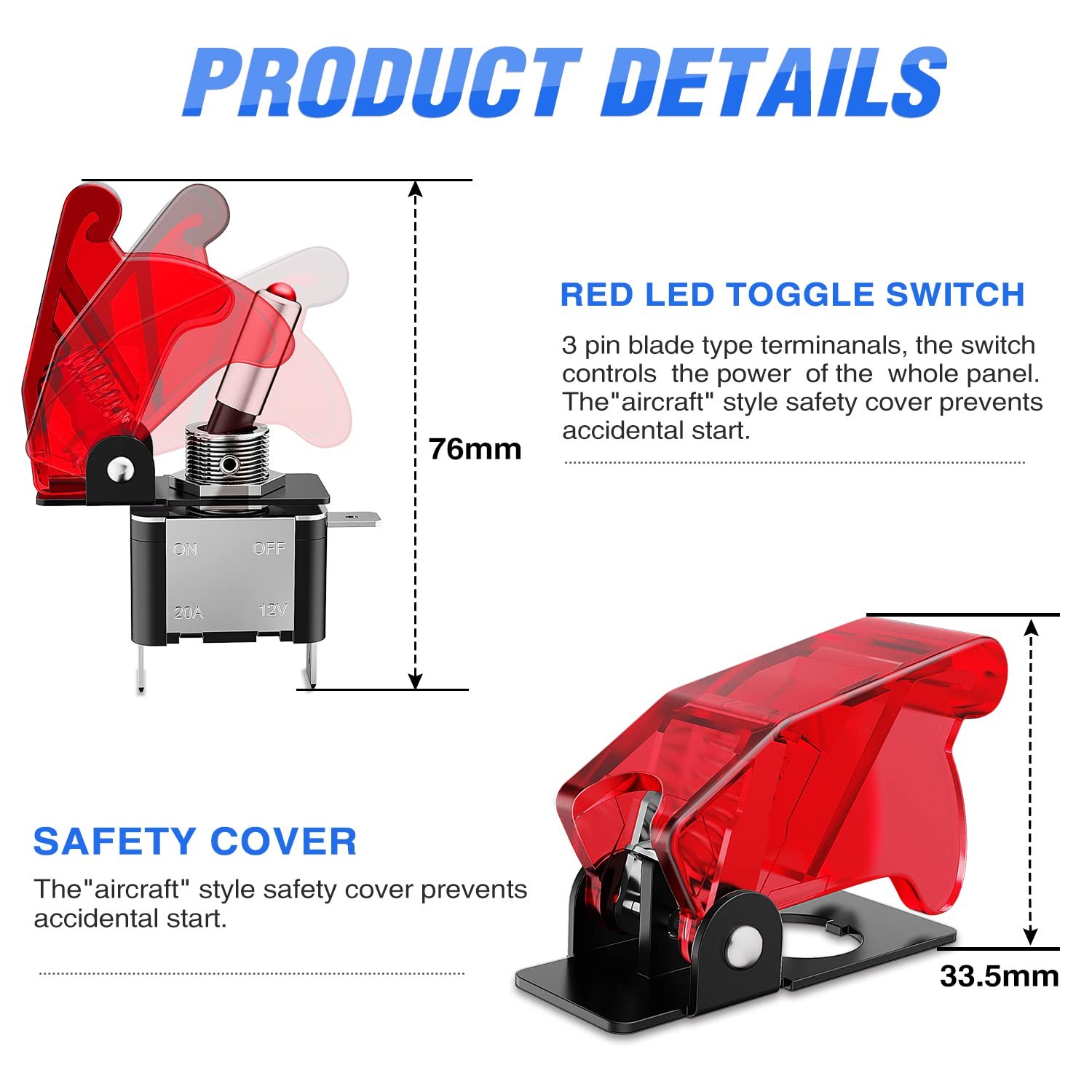 Ignition Switch Panel 12V 2 in 1 Rocker Switch With Engine Push Button Toggle Switches With Relay for RV Truck Racing Car Boat