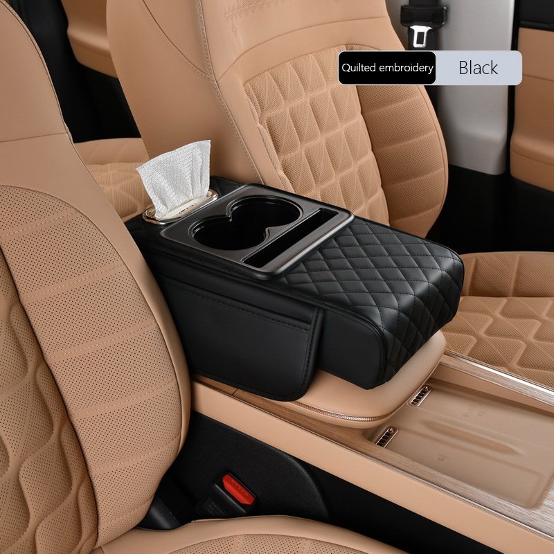 Universal Car Armrest Armrest Pad Cushion Elevator Cushion Box With Cup Holder Storage for Car Accessories