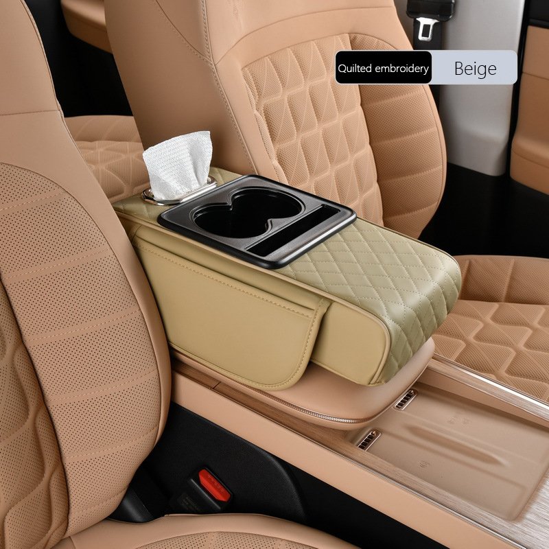 Universal Car Armrest Armrest Pad Cushion Elevator Cushion Box With Cup Holder Storage for Car Accessories