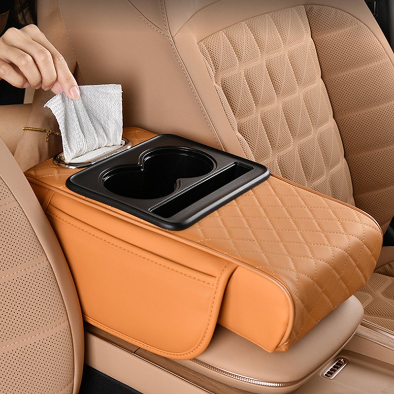 Universal Car Armrest Armrest Pad Cushion Elevator Cushion Box With Cup Holder Storage for Car Accessories