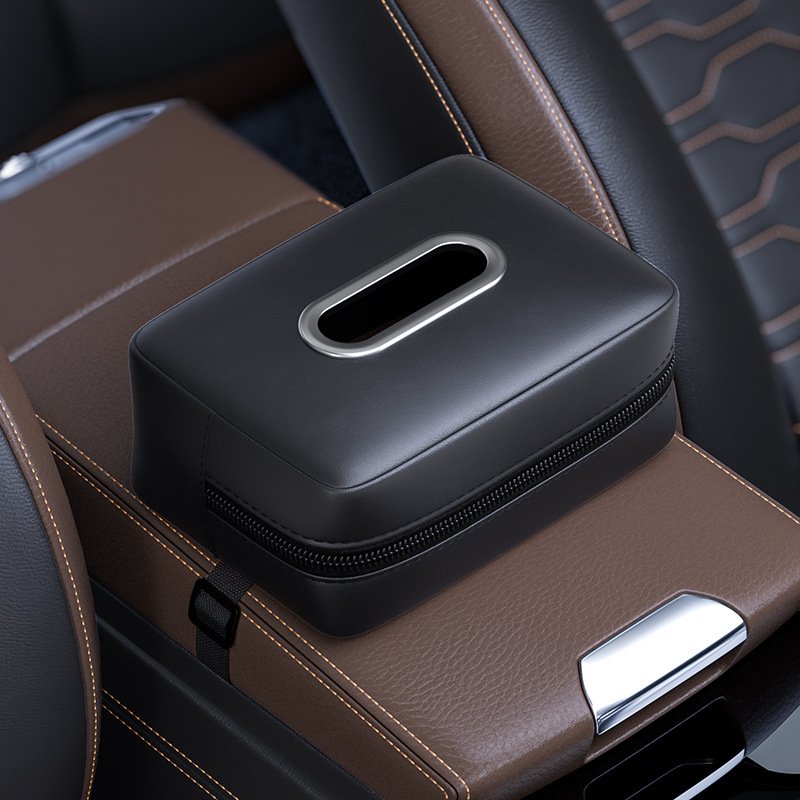 Hot Selling Nappa Leather Car Tissue Box Car Visor Seat Back Suspension Tissue Box Car Armrest Box Tissue