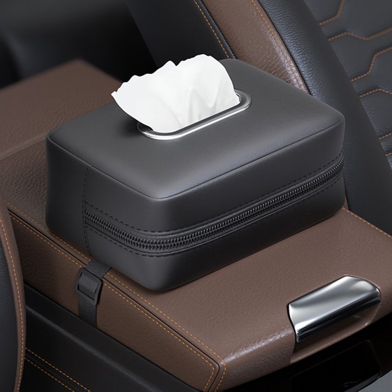 Hot Selling Nappa Leather Car Tissue Box Car Visor Seat Back Suspension Tissue Box Car Armrest Box Tissue