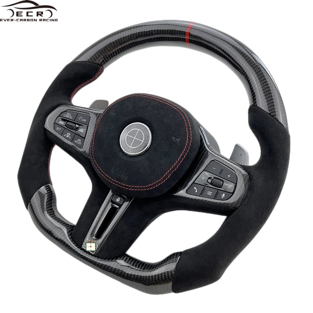 Ever-Carbon Racing ECR Custom Design Black Leather Perforated Heated Car Steering Wheel For BMW G30 Steering Wheel Upgrade