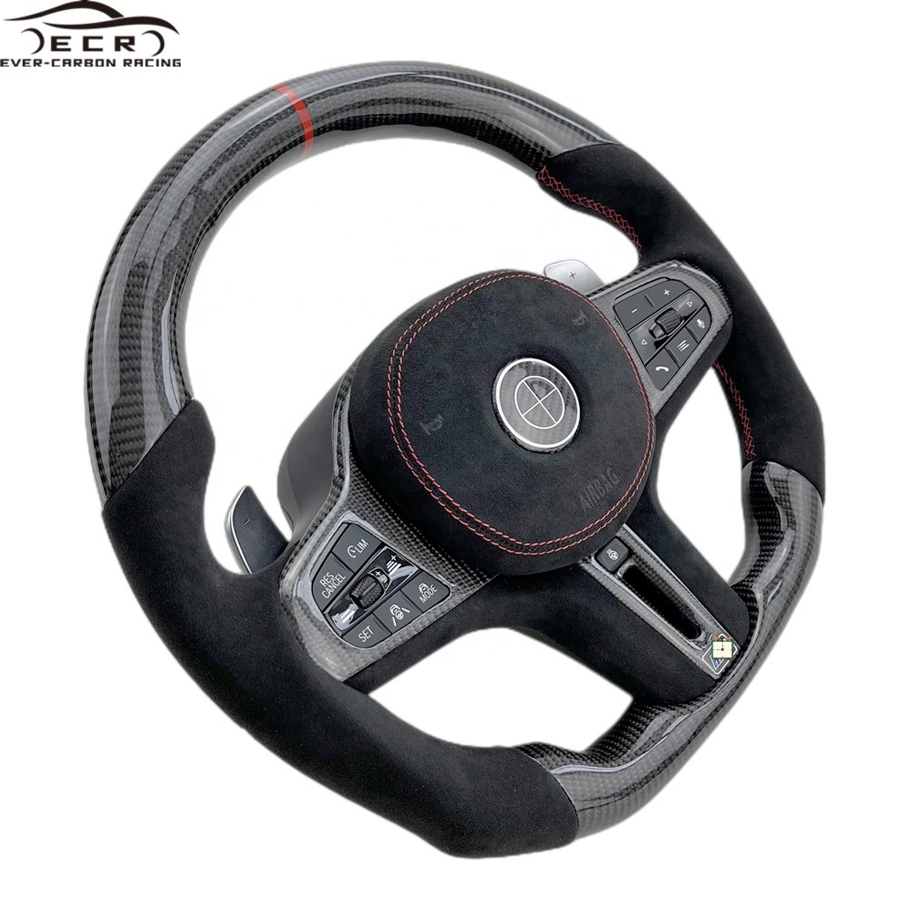 Ever-Carbon Racing ECR Custom Design Black Leather Perforated Heated Car Steering Wheel For BMW G30 Steering Wheel Upgrade