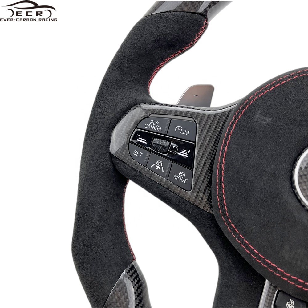 Ever-Carbon Racing ECR Custom Design Black Leather Perforated Heated Car Steering Wheel For BMW G30 Steering Wheel Upgrade