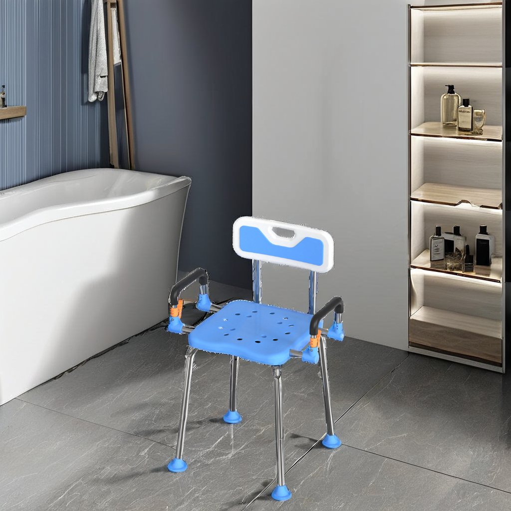 Medical 300 Pound Limit Safety Shower Chair with Armrest Elderly Bathroom Furniture