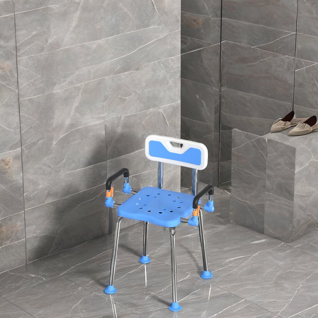 Medical 300 Pound Limit Safety Shower Chair with Armrest Elderly Bathroom Furniture