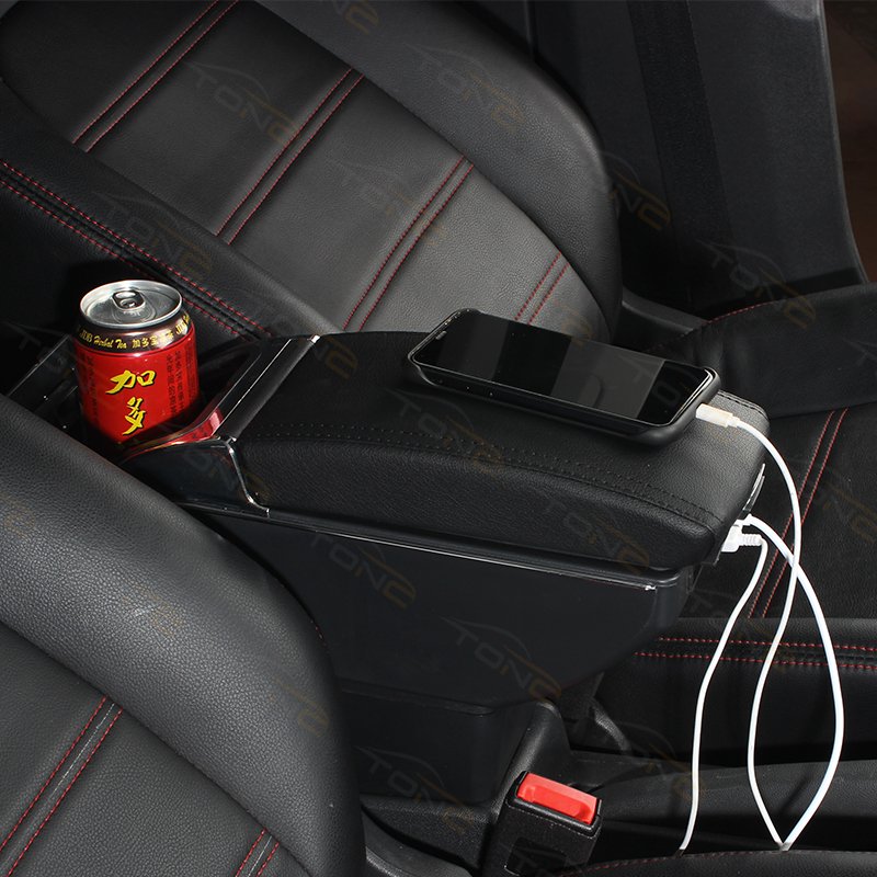 TONC Custom Car Armrest Console for 2014 Toyota Vios - Premium ABS Center Console Organizer with USB Charging and Dual-Storage