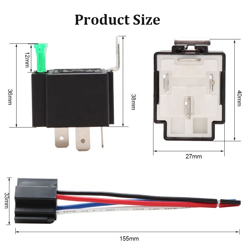 4 Pin 30A Auto Relay With Fuse Coil Voltage 12V/24V DC Vehicle Rel for Car Truck Motor