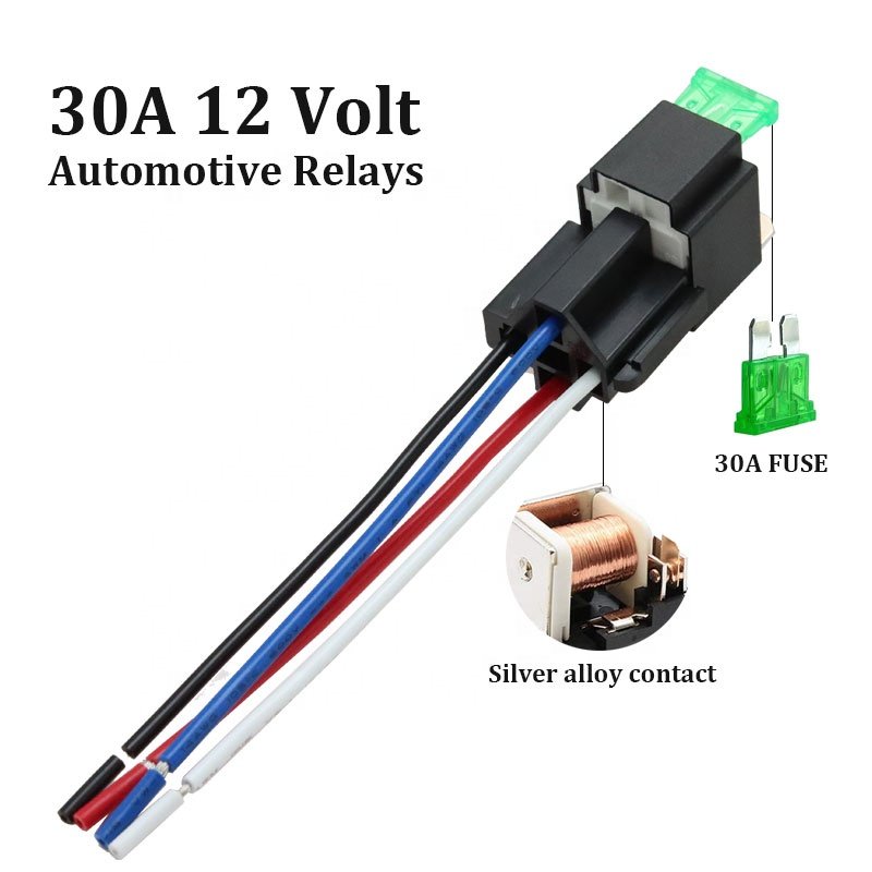 4 Pin 30A Auto Relay With Fuse Coil Voltage 12V/24V DC Vehicle Rel for Car Truck Motor