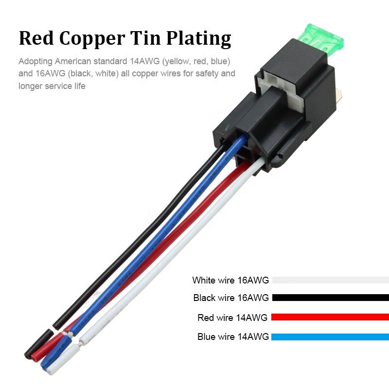 4 Pin 30A Auto Relay With Fuse Coil Voltage 12V/24V DC Vehicle Rel for Car Truck Motor
