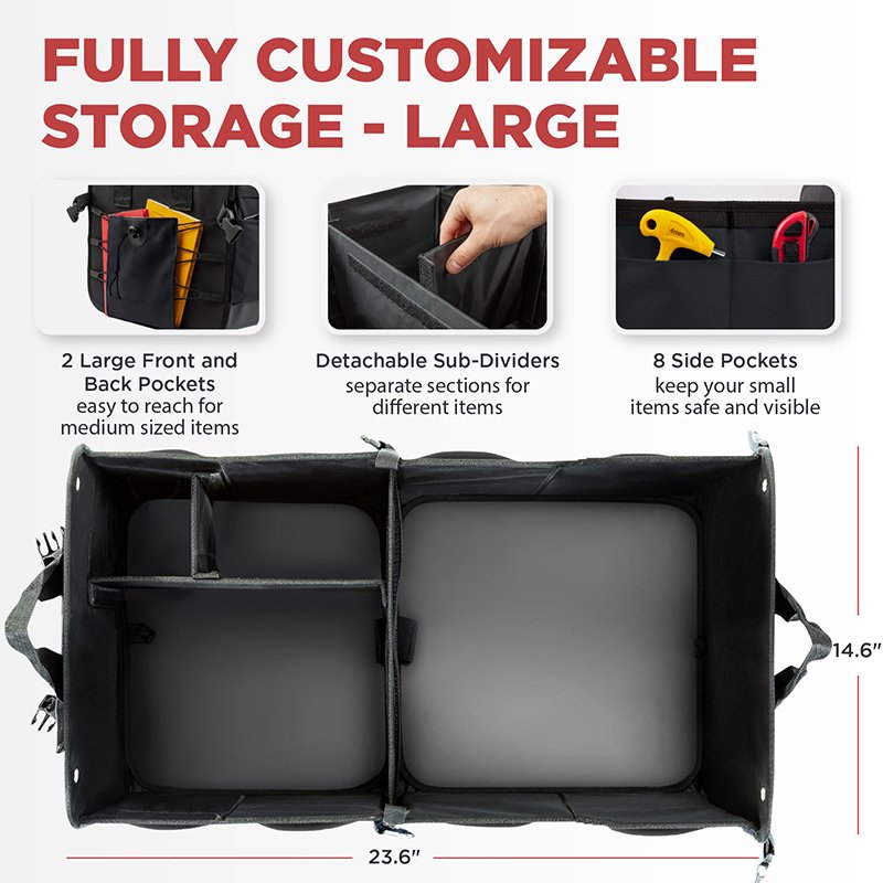 Custom Heavy Duty Car Backseat Storage Box Foldable Backseat Trunk Organizer