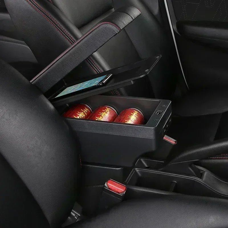 TONC Volkswagen Bora Center Console Armrest Box with Dual-Layer Storage, USB Charging Port, and Cup Holder