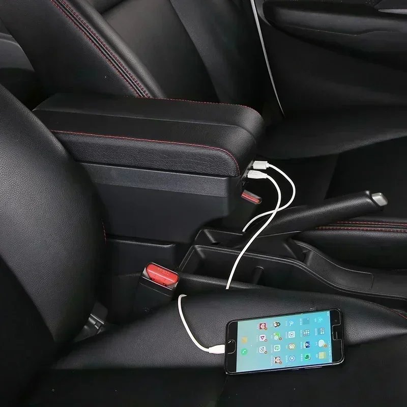 TONC Volkswagen Bora Center Console Armrest Box with Dual-Layer Storage, USB Charging Port, and Cup Holder