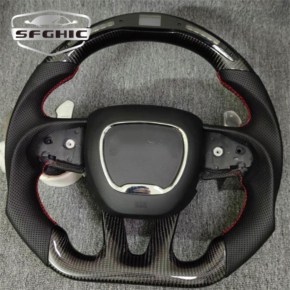 Sport Style Design Car Accessories For Dodge Challenger 2015 SRT Customized Flat Bottom Carbon Fiber Steering Wheel