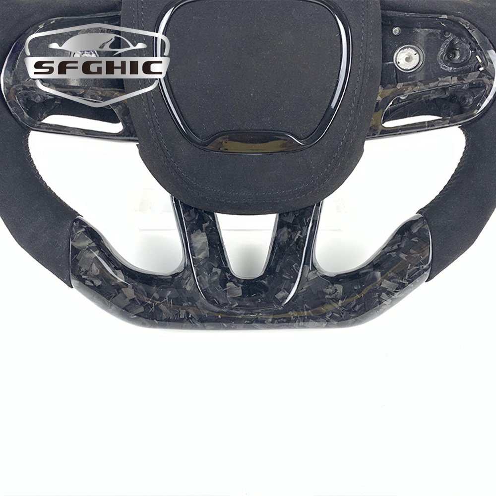 Sport Style Design Car Accessories For Dodge Challenger 2015 SRT Customized Flat Bottom Carbon Fiber Steering Wheel
