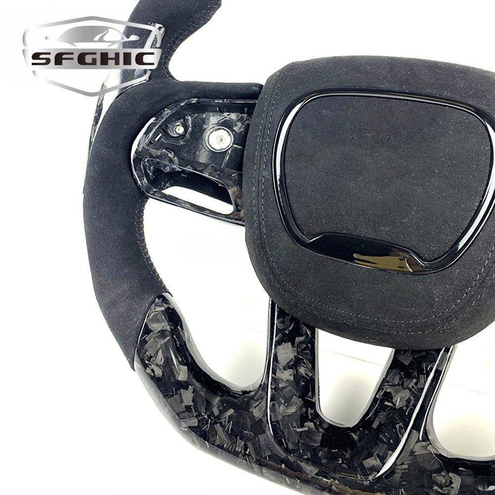 Sport Style Design Car Accessories For Dodge Challenger 2015 SRT Customized Flat Bottom Carbon Fiber Steering Wheel