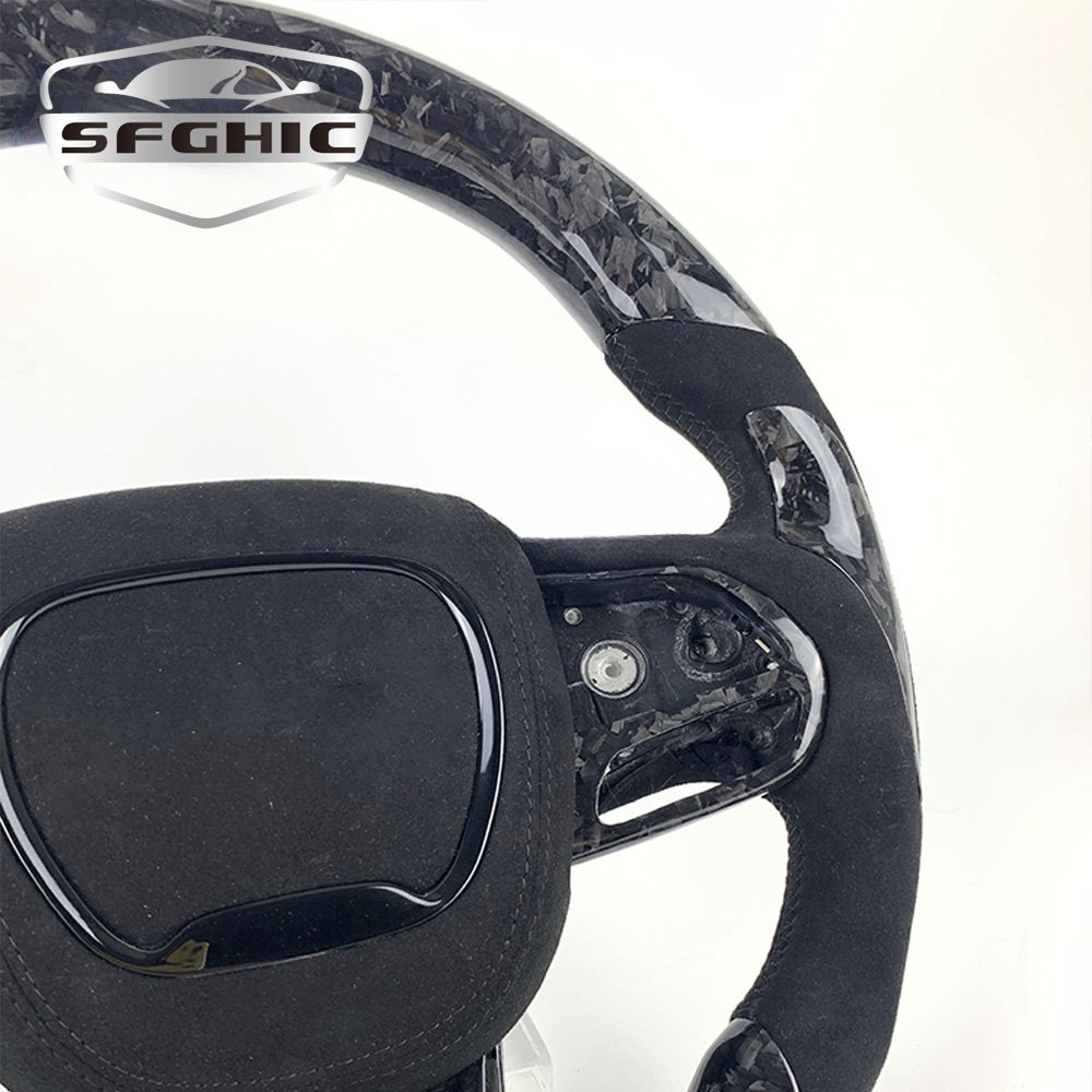 Sport Style Design Car Accessories For Dodge Challenger 2015 SRT Customized Flat Bottom Carbon Fiber Steering Wheel