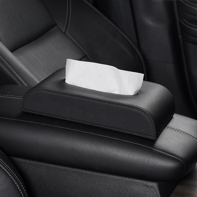 Customized logo Car Tissue Box Holders High Quality Armrest Box Seat Type High-end Leather Napkin Box