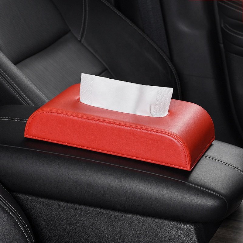 Customized logo Car Tissue Box Holders High Quality Armrest Box Seat Type High-end Leather Napkin Box
