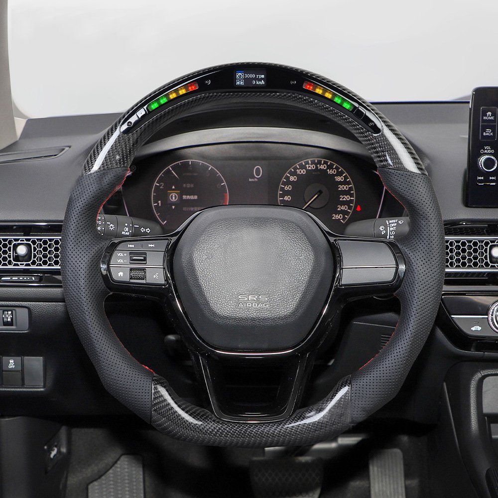High quality led smart carbon fiber LED steering wheel racing wheel convertible For Honda 10 generation Civic