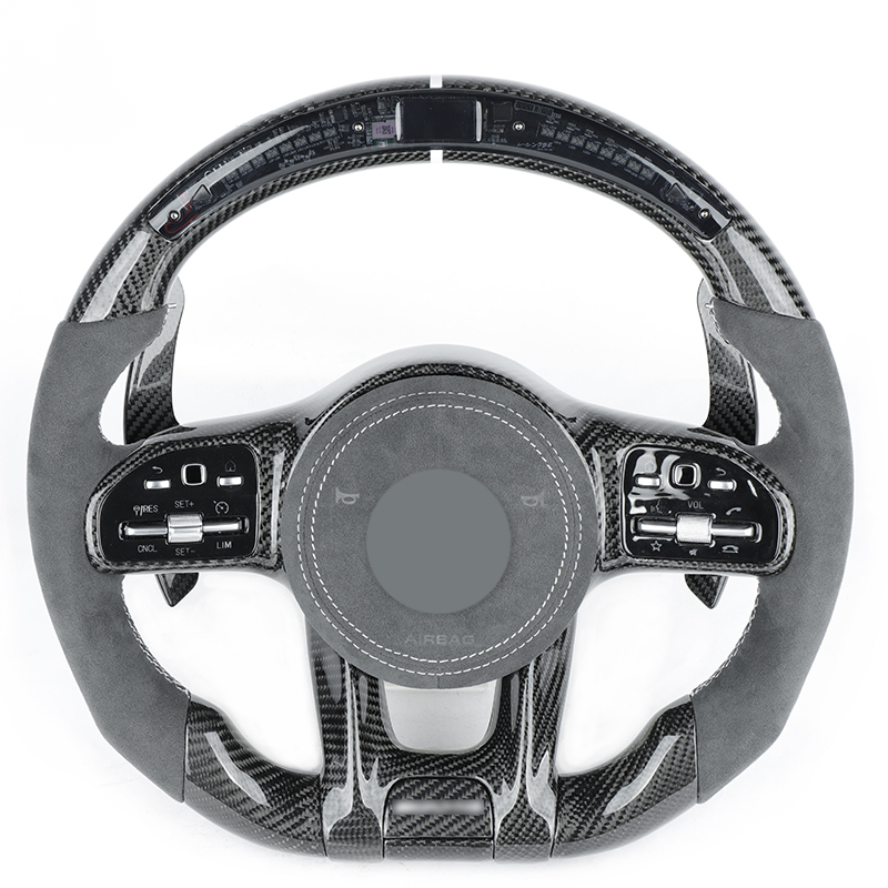 Custom Car Steering Wheel Fit for Mercedes Benz AMG W205 C63 W213 E63 G63 GLS63S GLA45 A45 LED Carbon Fiber Steering Wheel
