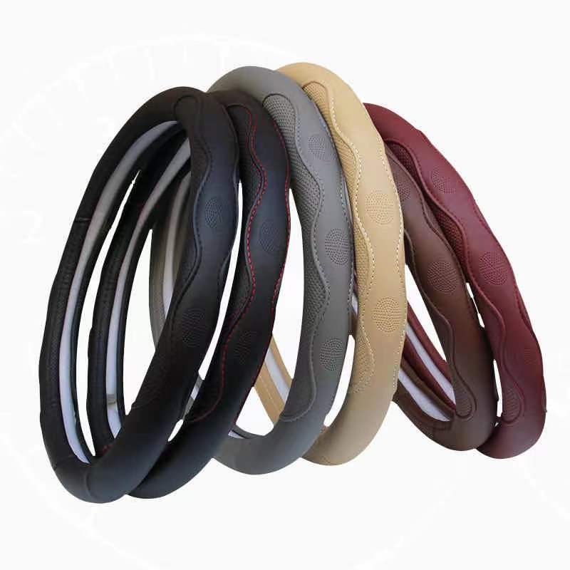 Car Accessories Carbon Fiber PU Leather Multiple Color Car Steering Wheel Covers