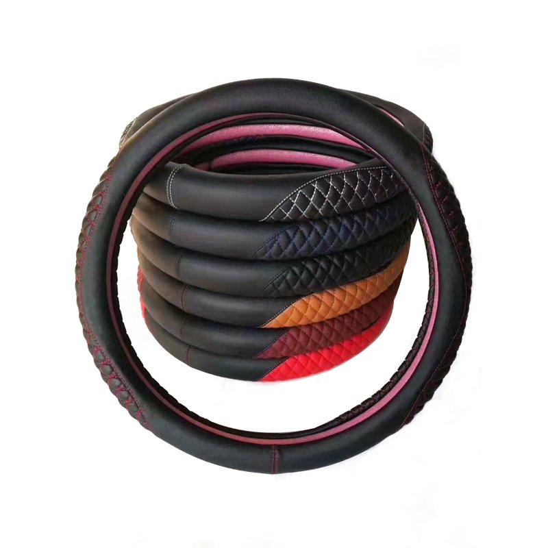 Car Accessories Carbon Fiber PU Leather Multiple Color Car Steering Wheel Covers