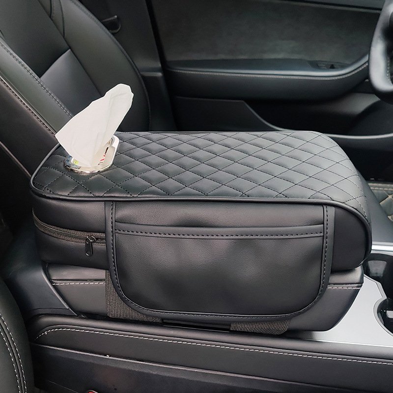 Bangcan Leather Armrest Box Memory Foam Extender Cushion Protector for Car Center Console Thin Paper Holder Cover