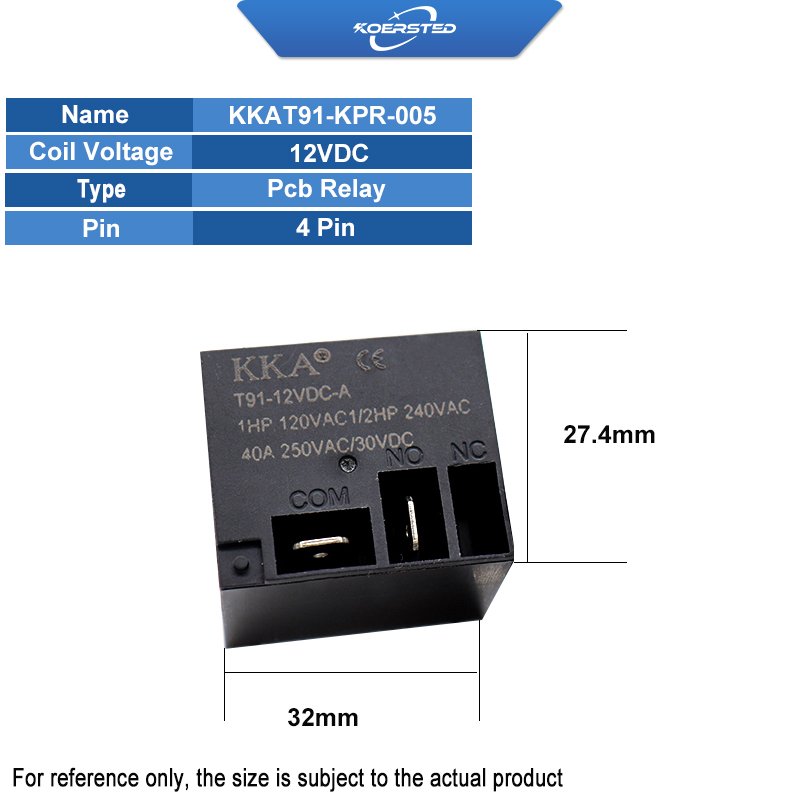 KKA-T91 30A 4Pin/5Pin 5V/12V/24V 250VAC High Power Relay for Auto/Household