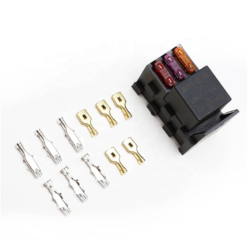 Hot Sale 4 Slots 1 Relay 3 ATC ATY Fuses 40A Auxiliary Power Fuse Box Junction Slot Socket Relay Box with for Jeep Motorcycle