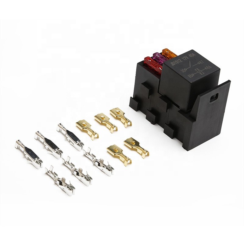 Hot Sale 4 Slots 1 Relay 3 ATC ATY Fuses 40A Auxiliary Power Fuse Box Junction Slot Socket Relay Box with for Jeep Motorcycle