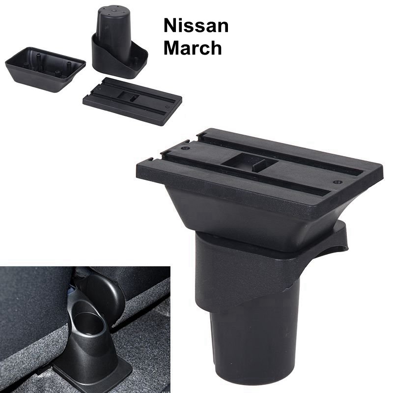 For Nissan March Armrest Box PU Leather Central Store Content Box Cup Holder Interior Car-styling Car Parts