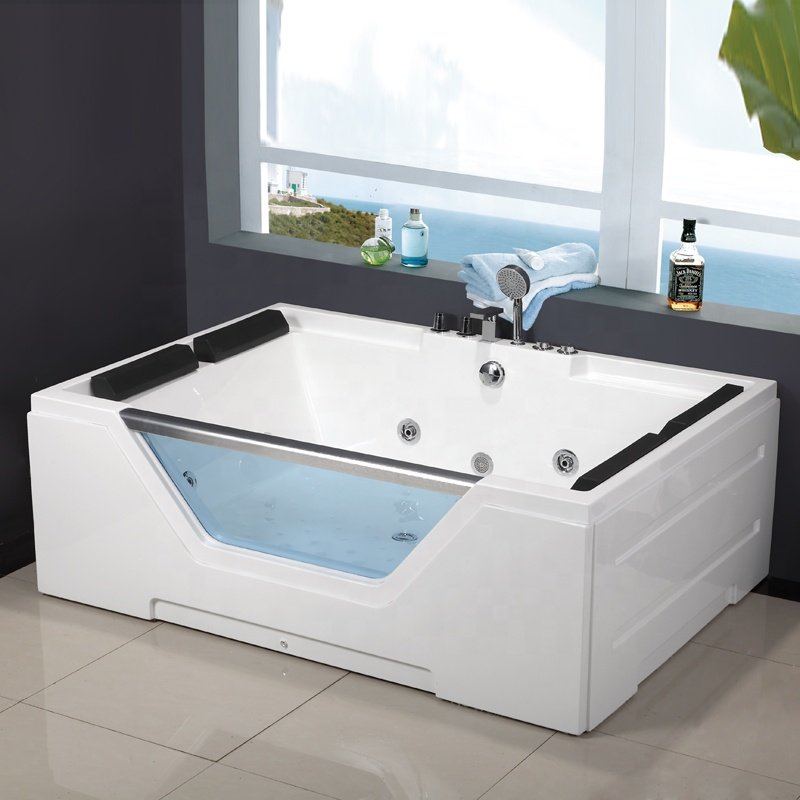2024 Modern Luxury Bathroom Tubs Rectangle Freestanding Indoor Waterfall Acrylic Plastic whirlpool Jetted Bathtubs & Whirlpools