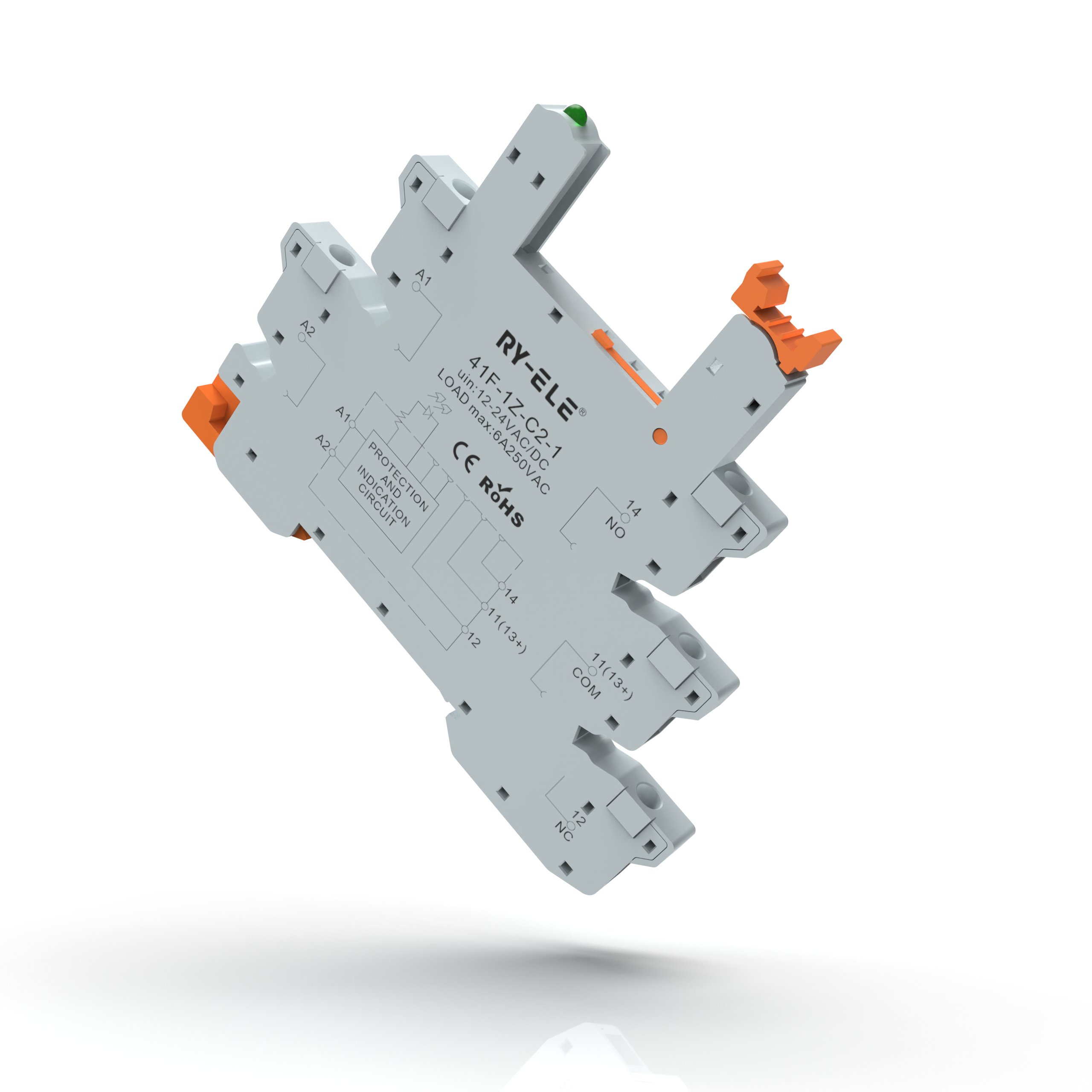 6A 24V Din Rail Mount Auto Switch Relay Module 41F-1Z-C2-1 Slim Relay Socket Sealed Manufacturer