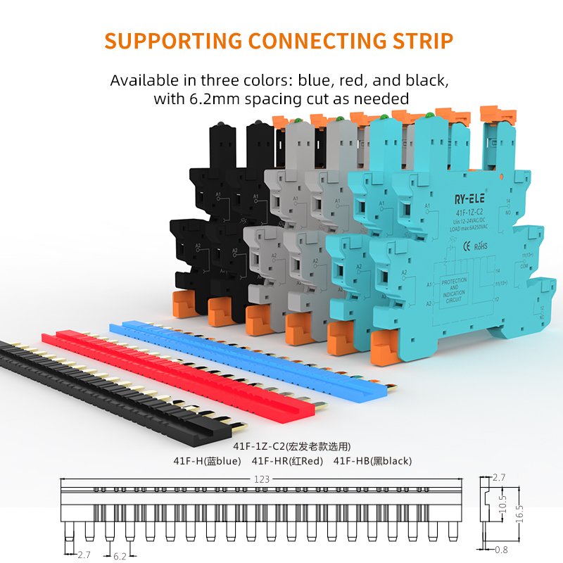 6A 24V Din Rail Mount Auto Switch Relay Module 41F-1Z-C2-1 Slim Relay Socket Sealed Manufacturer