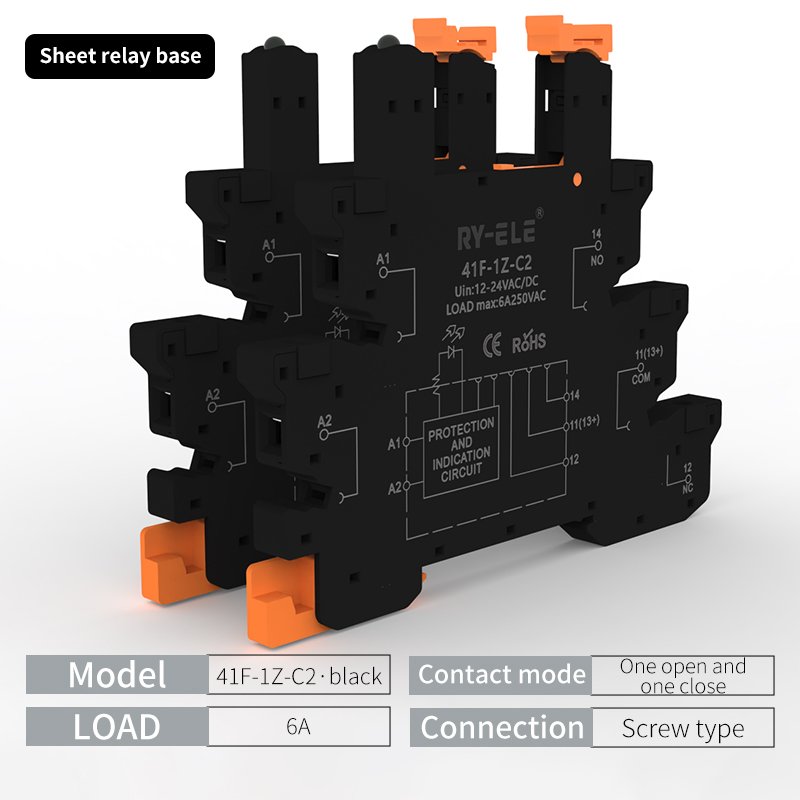 6A 24V Din Rail Mount Auto Switch Relay Module 41F-1Z-C2-1 Slim Relay Socket Sealed Manufacturer